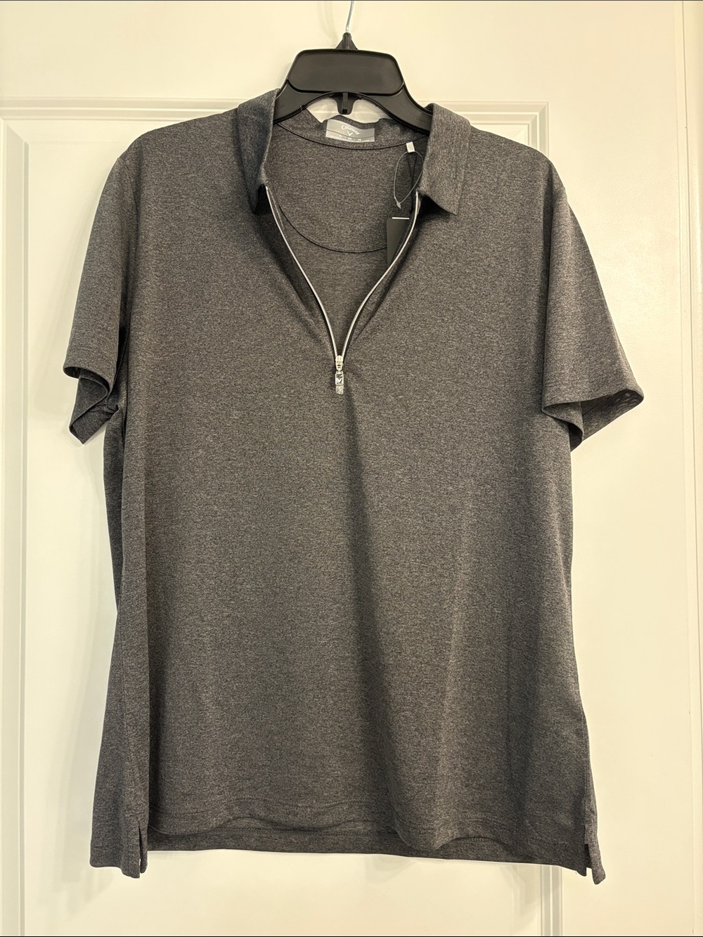 Callaway Women's Heather Gray Short Sleeve Zip Polo